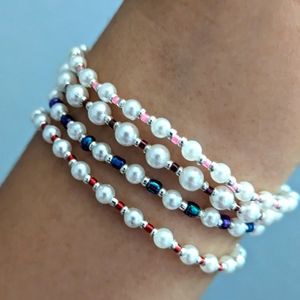 Set of 4 Handmade Pearlescent Beaded Bracelets